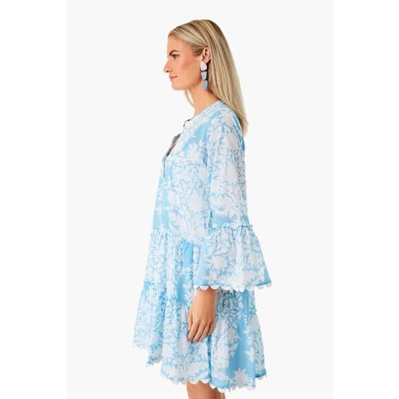 Juliet Dunn Exclusive Pastel Blue Palladio Flared Sleeve Dress NWT Small - Picture 3 of 9